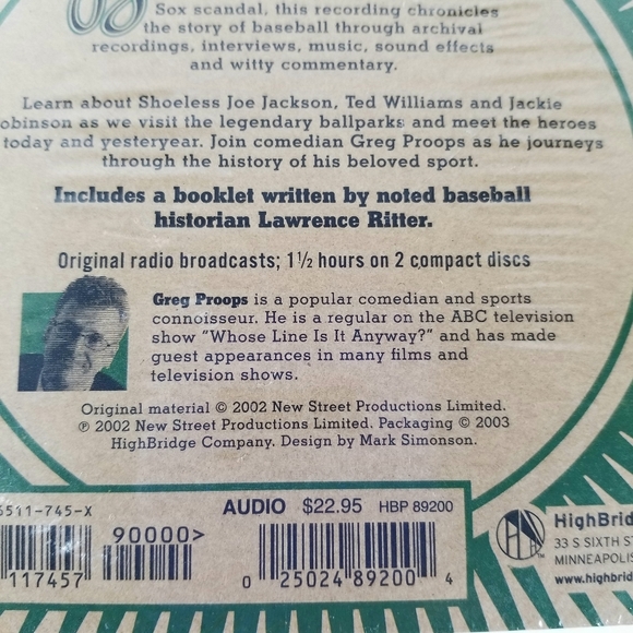 History Of Baseball With Greg Proops 2 CD Set 2002 New Sealed - Picture 4 of 4